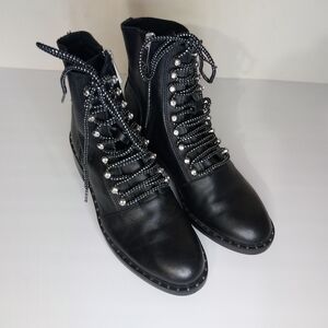 Zara Black Ankle Boots with Studded Details Size EU 38